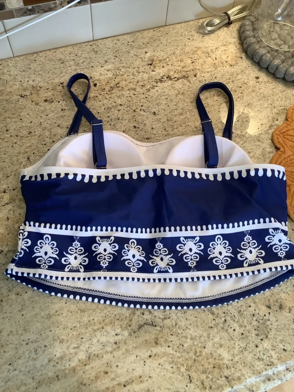 Blue & White Bikini Swim Set and Matching Sarong Cover-Up Two Piece